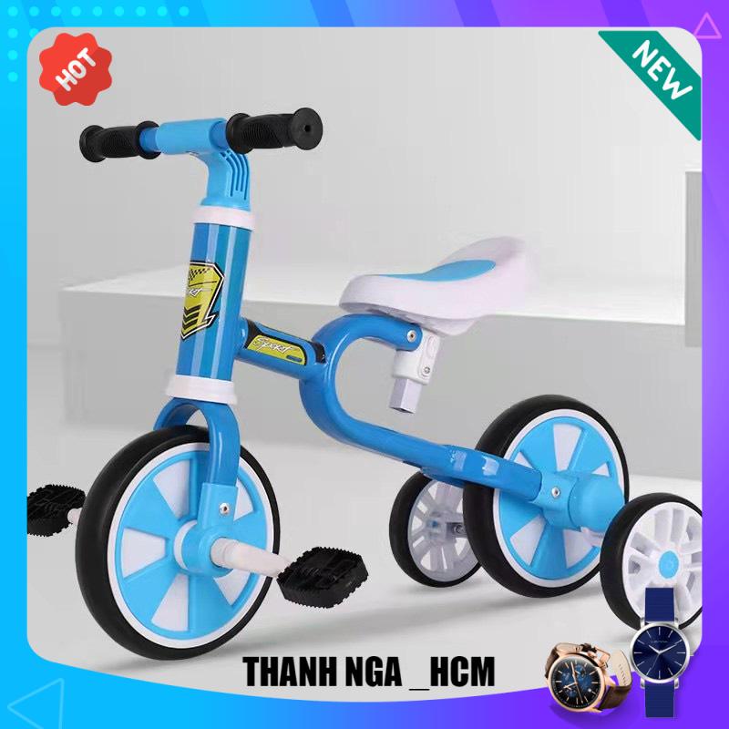 Xe đạp 3 bánh sport 3 in 1 cho bé 2 đến 5 tuổi - Xe chòi chân thăng bằng có bàn đạp, khung thép yên da cao cấp