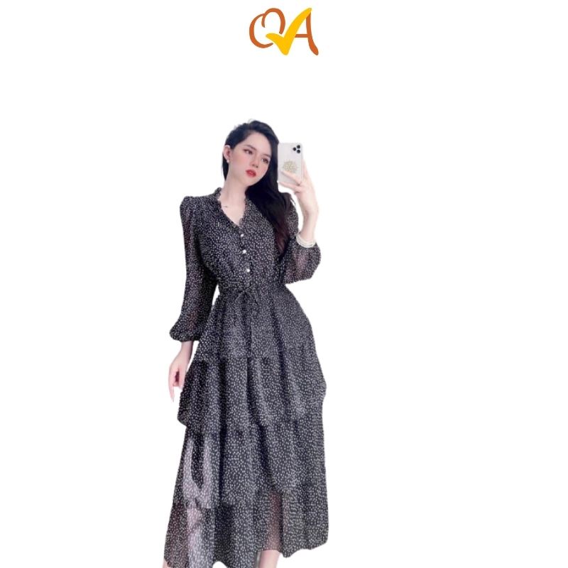 Đầm nữ thời trang dạo phố, công sở QAG, form chuẩn dáng, đầm tầng voan bi xinh xắn, chất liệu đẹp, tôn dáng
