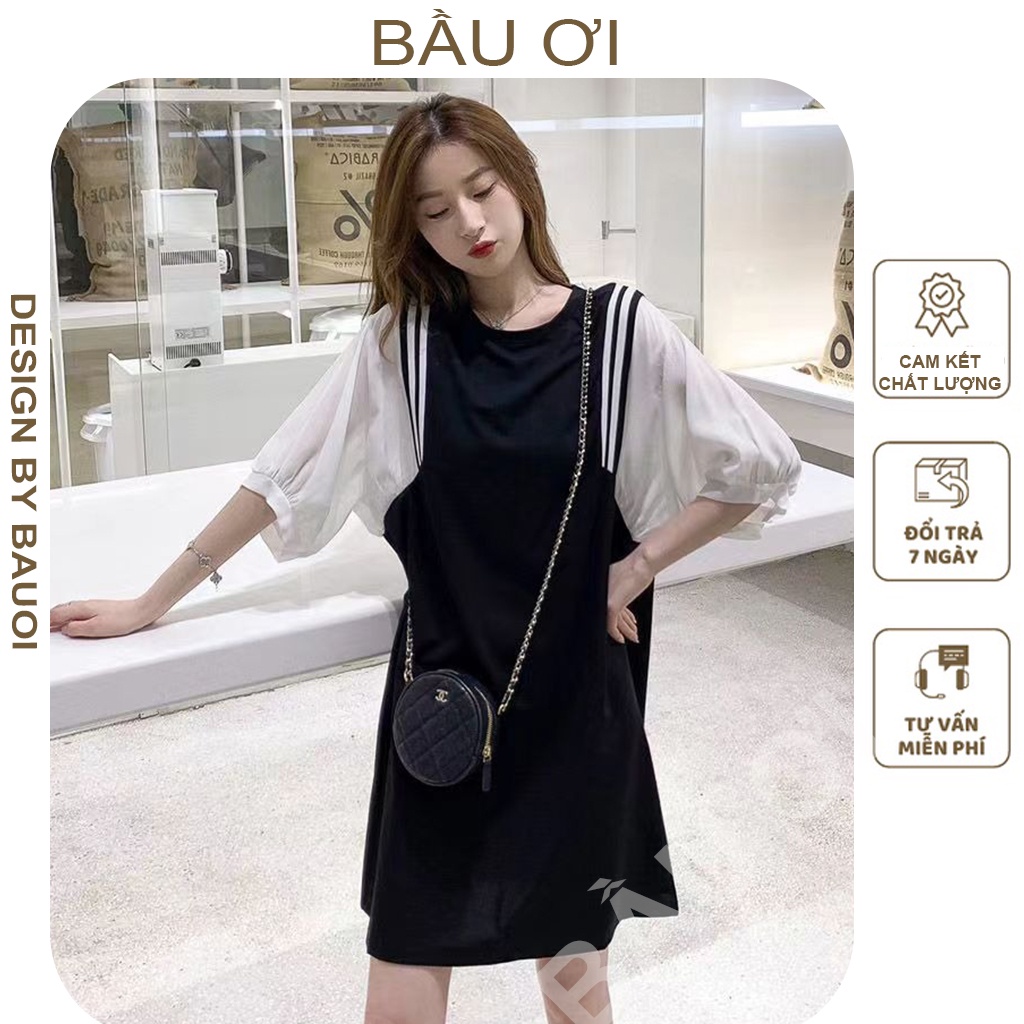 [BAUOII V103] ĐẦM BẦU THỜI TRANG THIẾ KẾ CHẤT LỤA HÀN FREE SIZE 45-70KG - VÁY BẦU CÔNG SỞ DÁNG SUÔNG TAY LỠ SIÊU XINH