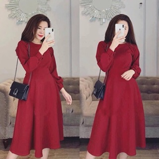 Váy đầm đỏ bọc khuy quyến rũ