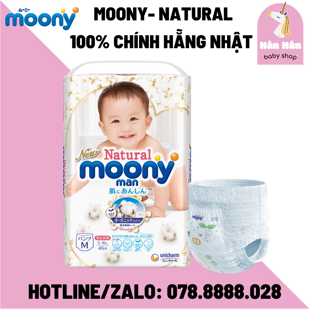 (MOONY NATURAL)Bỉm Tã Dán/Quần Moony Nội Địa Nhật Đủ Size NB63/S58/M46/L38/M46/L38/XL32