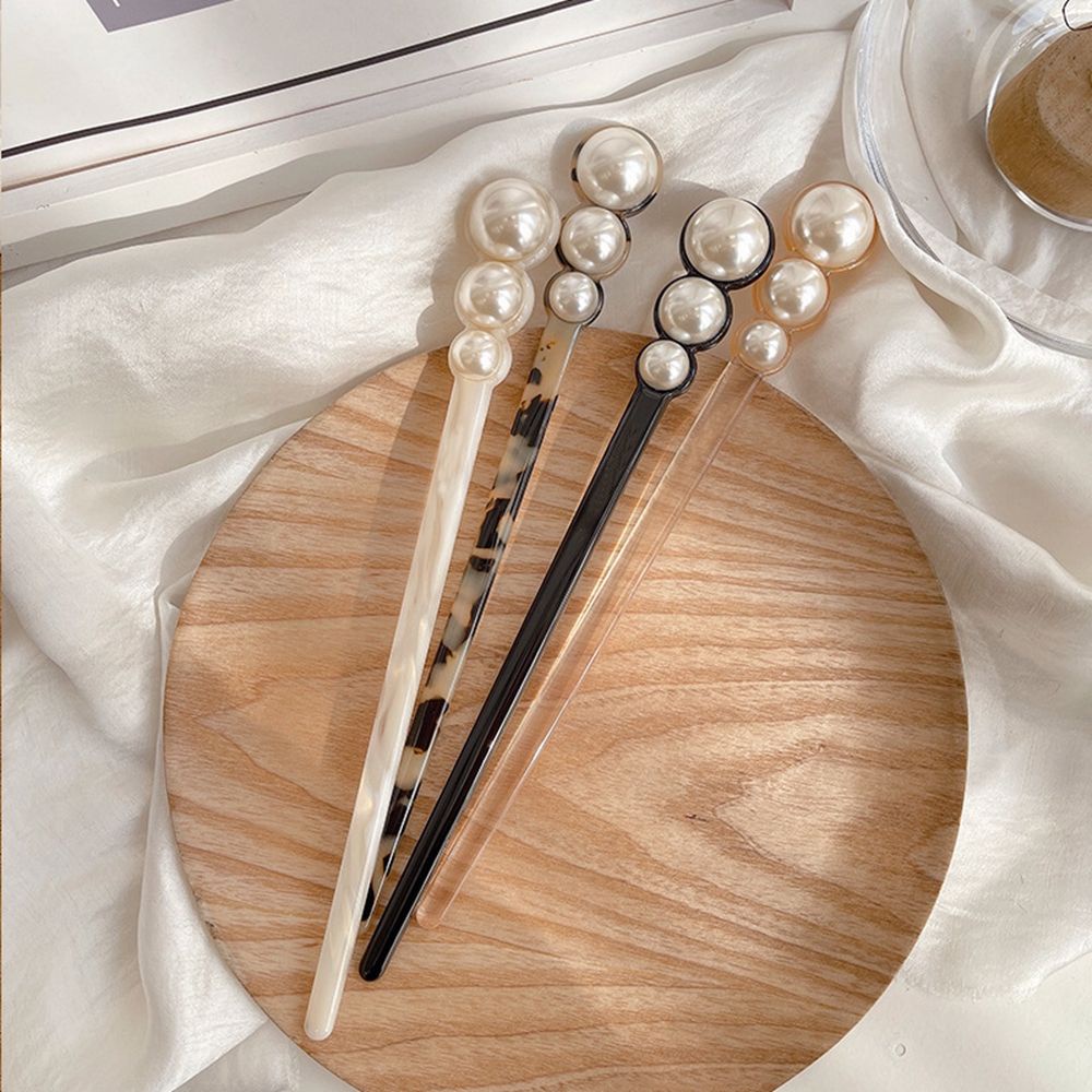 Trâm Cài Tóc Bằng Kim Loại Đính Ngọc Trai Đơn Giản Phong Cách Hàn Quốc Cổ Điển Cho Nữ
