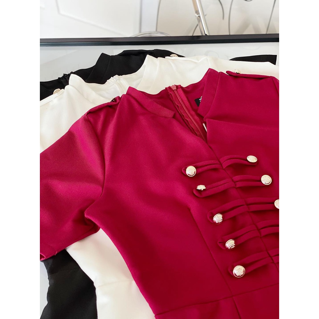 [HÀNG THIẾT KẾ CAO CẤP] Đầm Xòe Cổ Trụ Lai Xếp Li Công Sở / Đi Tiệc Sang Trong Màu Đen Form Ngắn