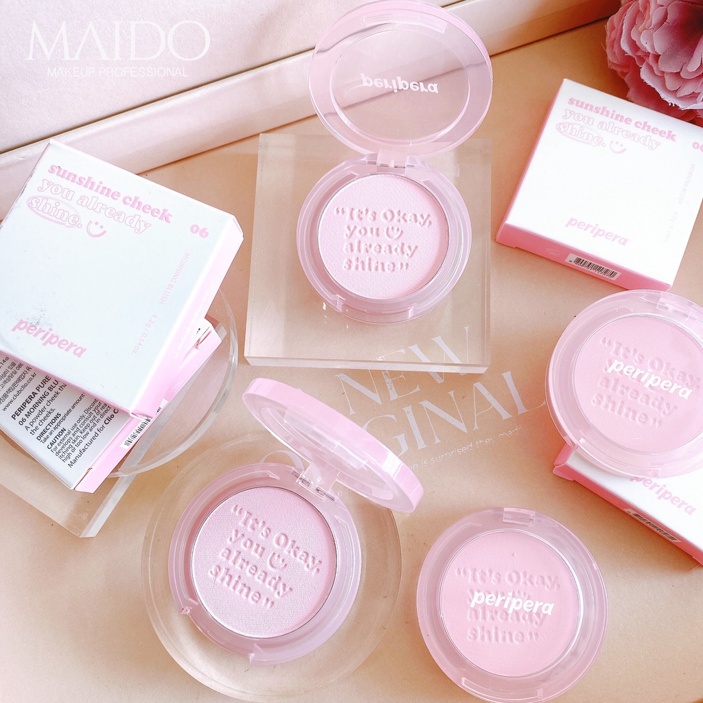 Phấn má PERIPERA PURE BLUSHED SUNSHINE CHEEK 4,2g siêu mịn nhẹ nhàng phù hợp với tất cả các loại da MAIDO COSMETICS