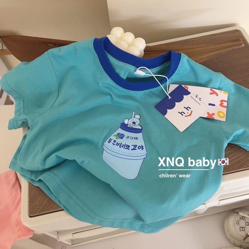 Áo Thun 100% Cotton Tay Ngắn In Họa Tiết Hoạt Hình Phong Cách Hàn Quốc Dành Cho Nữ