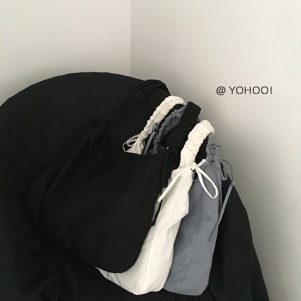 Túi xách canvas phối nhún đơn giản sức chứa lớn dễ phối đồ hợp thời trang 19D036