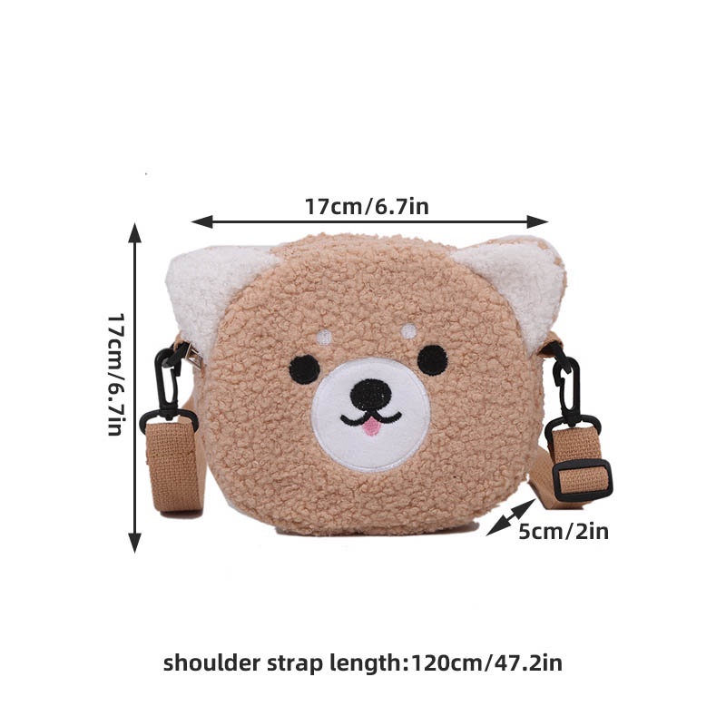Túi đeo chéo hình tròn họa tiết gấu đáng yêu cho bé