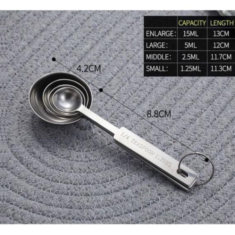 Bộ 4 thìa inox đong định lượng