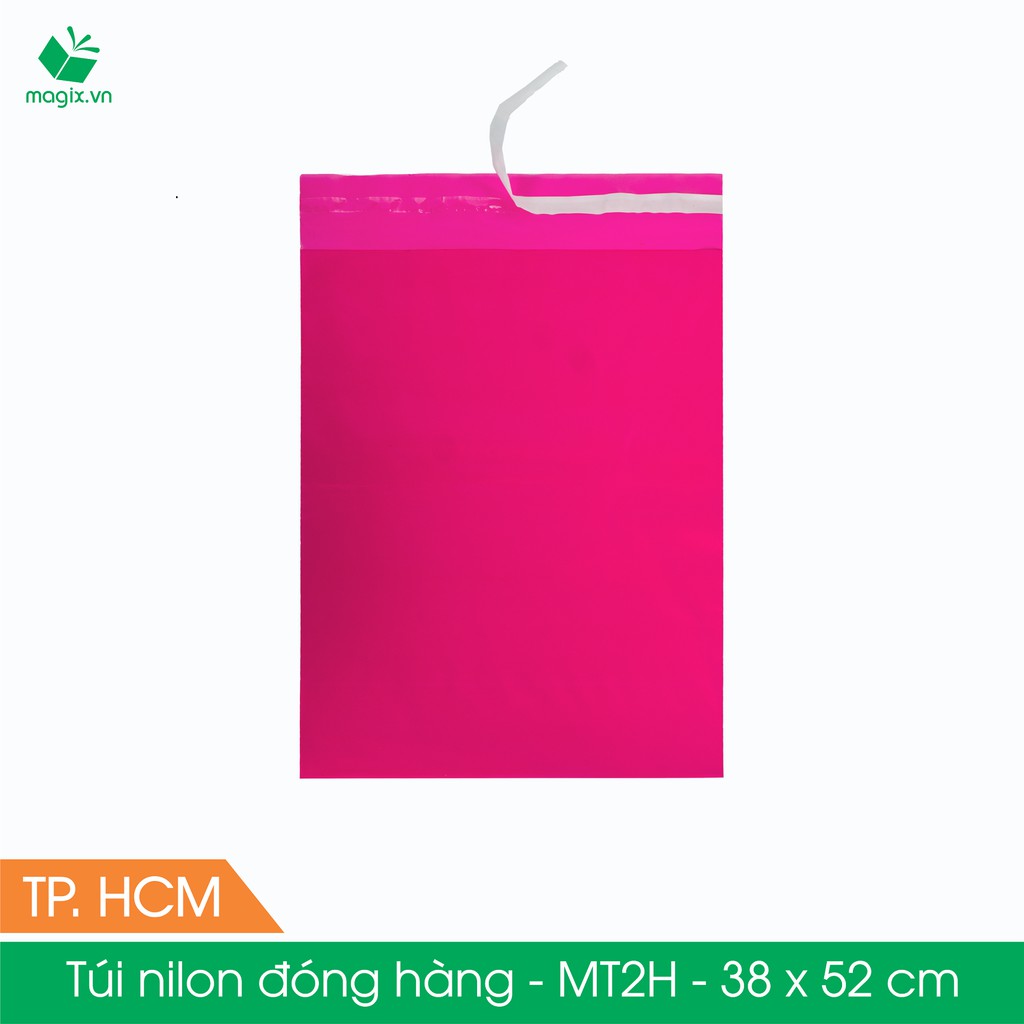 MT3H - 38x52 cm - Túi nilon gói hàng - 100 túi niêm phong đóng hàng màu hồng