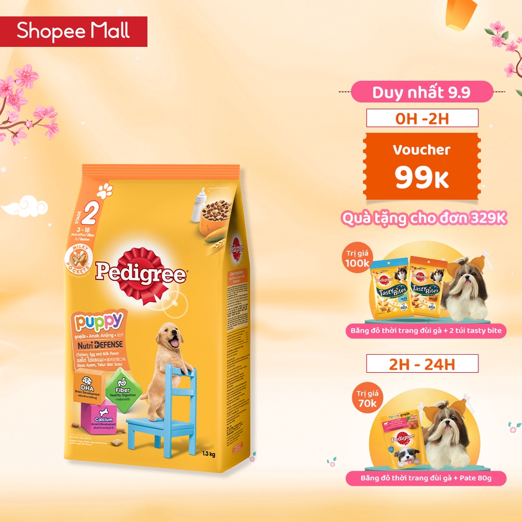 Thức ăn chó con Pedigree vị gà & trứng túi 1.3kg
