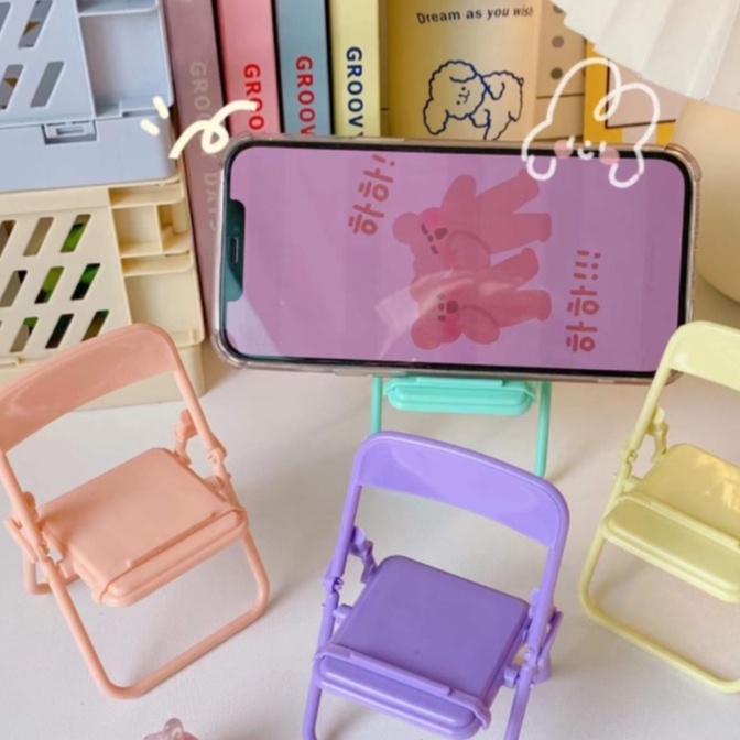 Giá Đỡ Điện Thoại Kiểu Ghế Xếp Có Thể Gấp Gọn Màu Pastel Cực Dễ Thương