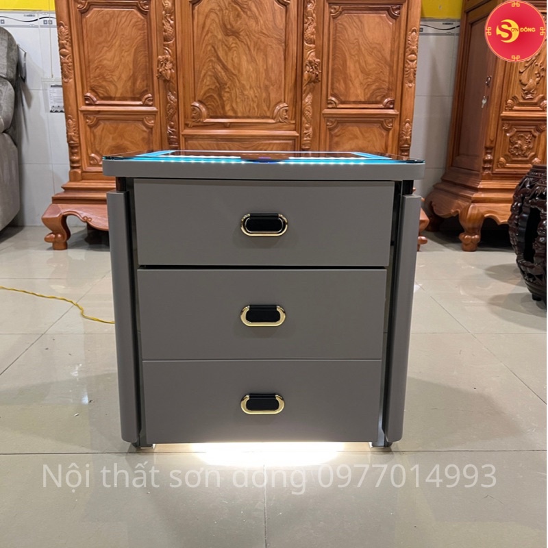 Tủ Đầu Giường Két Sắt Thông Minh  sạc điện thoại không dây, cảm biến wifi báo động từ xa, khóa mã vântay CN-KS01