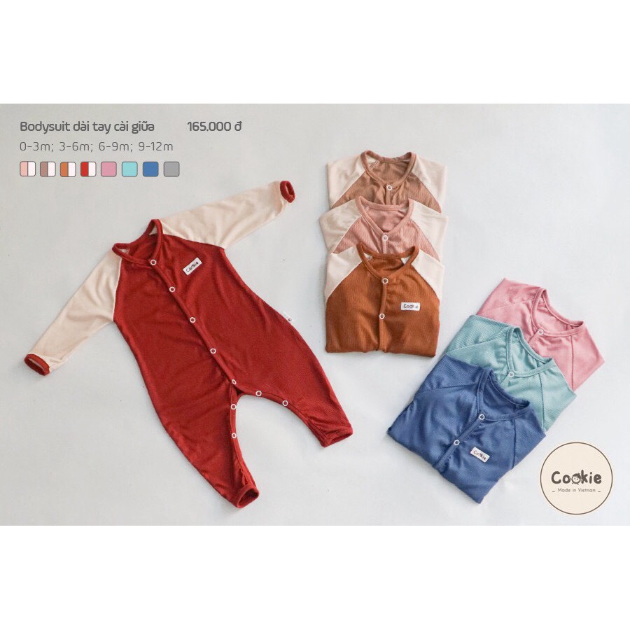 Bodysuit Cài Giữa Không Tất Cookie - Chất Liệu Cotton Tăm Mềm, Mát - Cho Bé Sơ Sinh Đến 6 Tháng