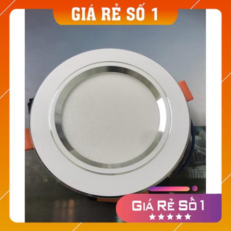 Đèn âm LED trần, Đèn âm trần đế đúc 7w, 3 chế độ sáng , đèn downlight phi 90 viền vàng/bạc