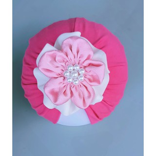 Mũ turban hồng hoa 2 lớp