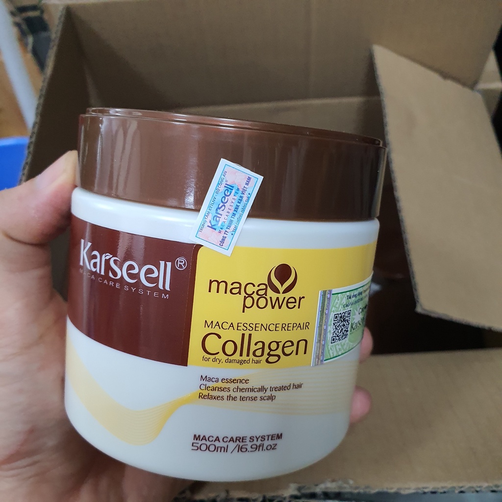 Ủ tóc hấp phục hồi tóc kem hấp hấp tóc COLAGEN KARSEELL túi 500ml – hũ 500ml  Karseell Maca  hàng chính hãng