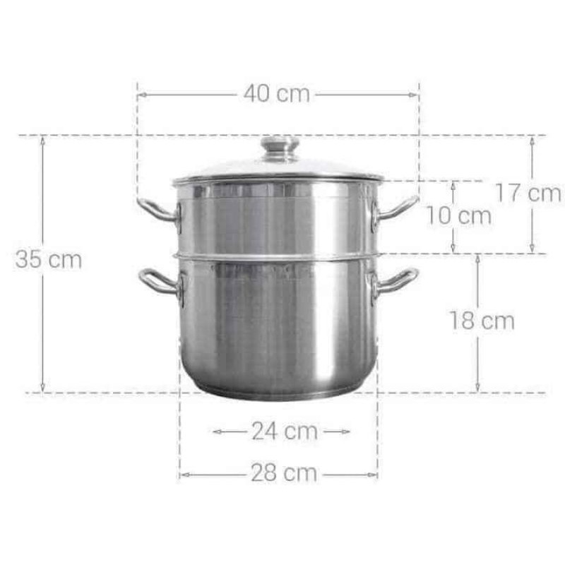 Giá rẻ vô địch! Bộ nồi xửng hấp 28cm Inox 3 đáy Fivestar  nắp kính dùng bếp từ