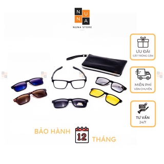Kính thể thao nam nữ gọng nhựa dẻo siêu nhẹ có nam châm cố định, gọng kính 5 in 1 thời trang cao cấp chống tia UV400