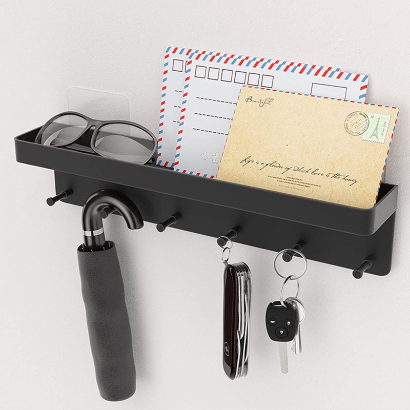 Giá Kim Loại Màu Đen Gắn Tường Treo Chìa Khóa / Đồ Dùng Nhà Bếp / Ban Công Tiện Lợi