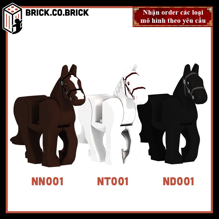 Ngựa trung cổ Đồ chơi lắp ráp động vật Mô hình Ngựa nâu War Horse  NN001 -ND001