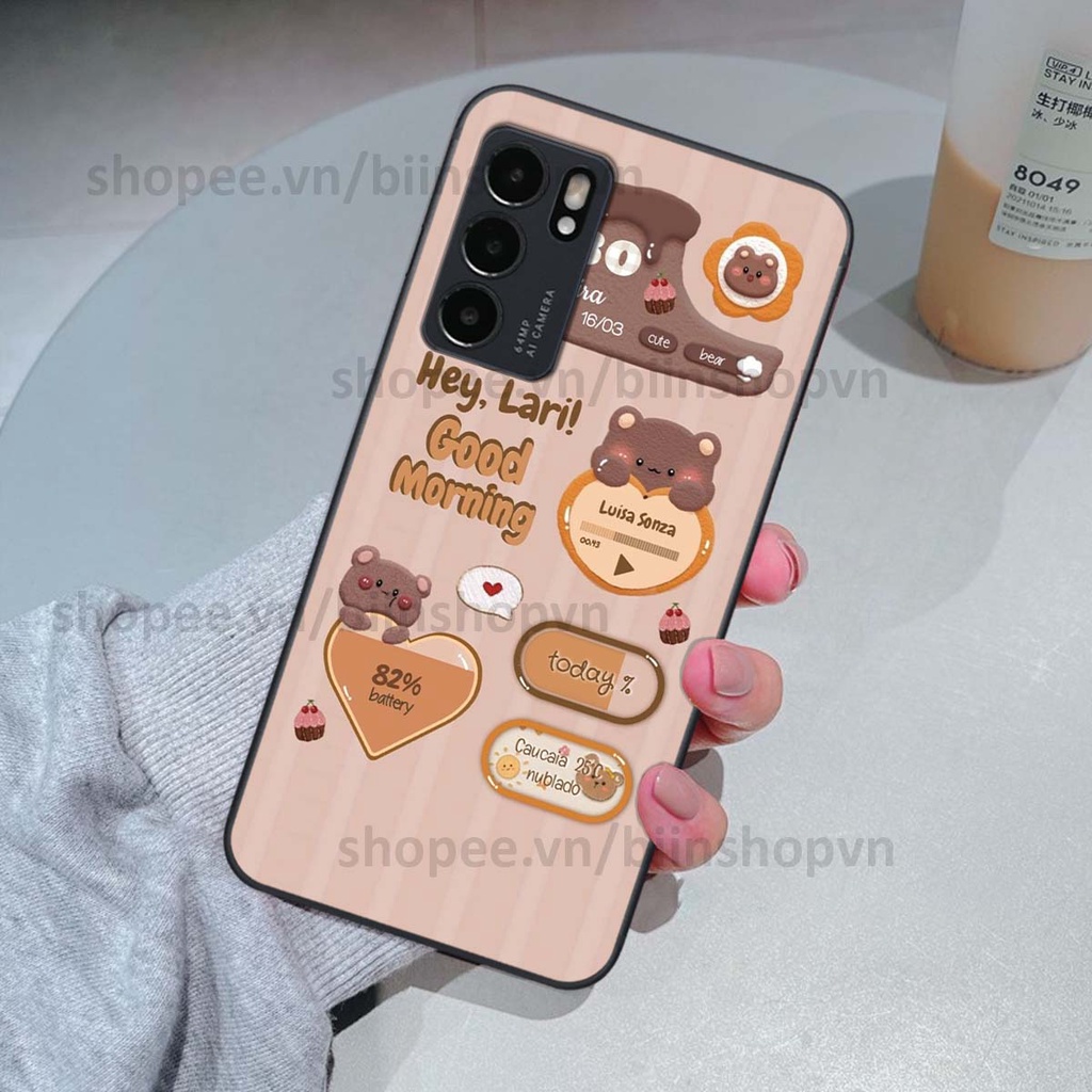 Ốp Oppo Reno6 / Reno6 Z 5G / Reno 6 in 3D icon gấu nổi siêu xinh, siêu đáng yêu, cá tính phong cách