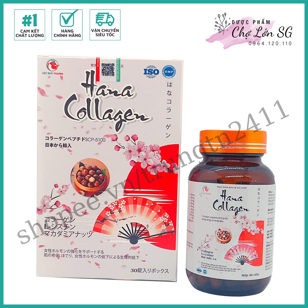 Viên uống sáng đẹp da HANA COLLAGEN tăng cường nội tiết tố, cải thiện lão hóa da  - Chai 30 viên