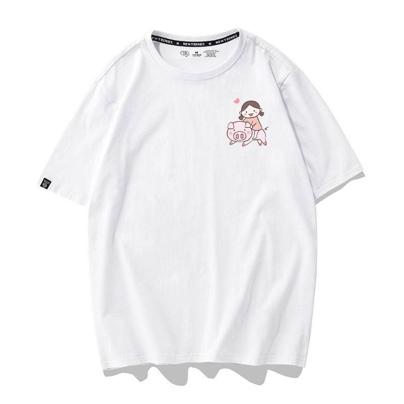 Áo Thun Cô Bé Cưỡi Heo Mini Nam Nữ Unisex