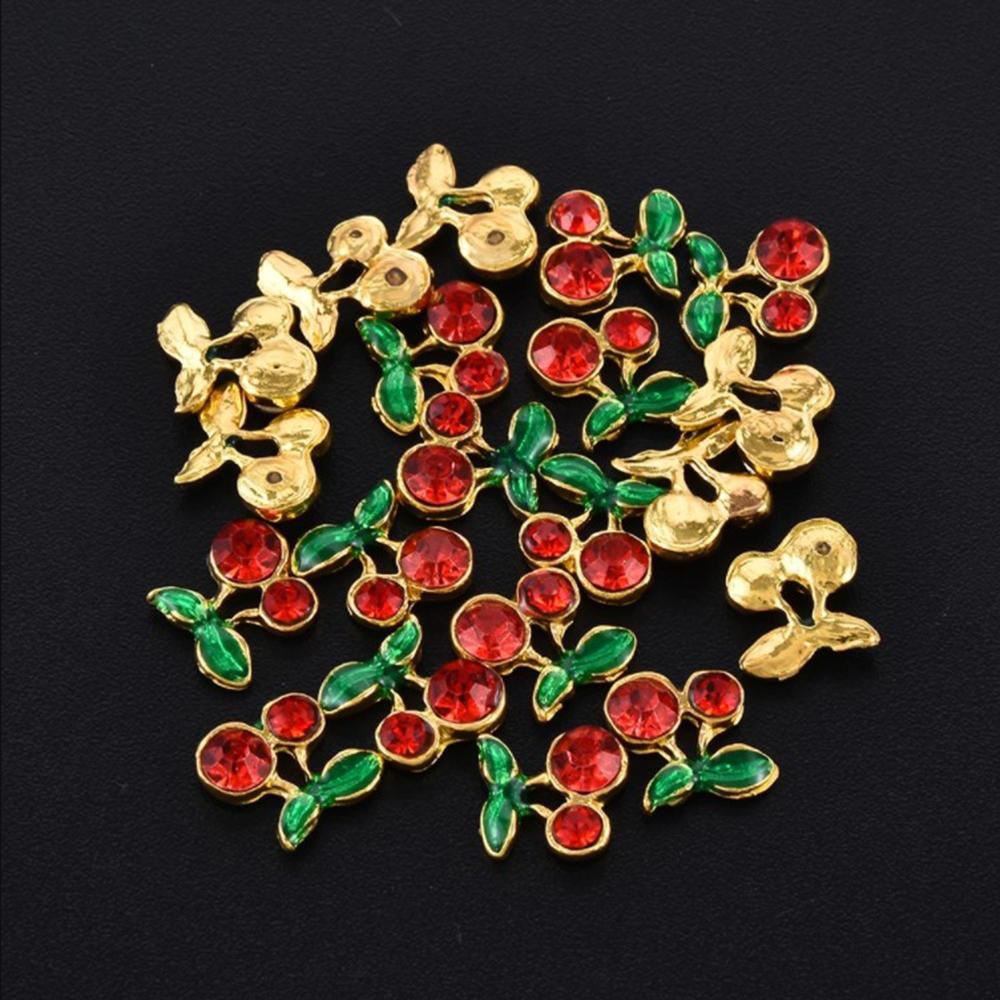Phụ Kiện Trang Trí Móng Tay Chống Rơi Họa Tiết Cherry Xinh Xắn|Bộ 10 HạT ĐíNh Trang Trí MóNg 3D ThờI Trang