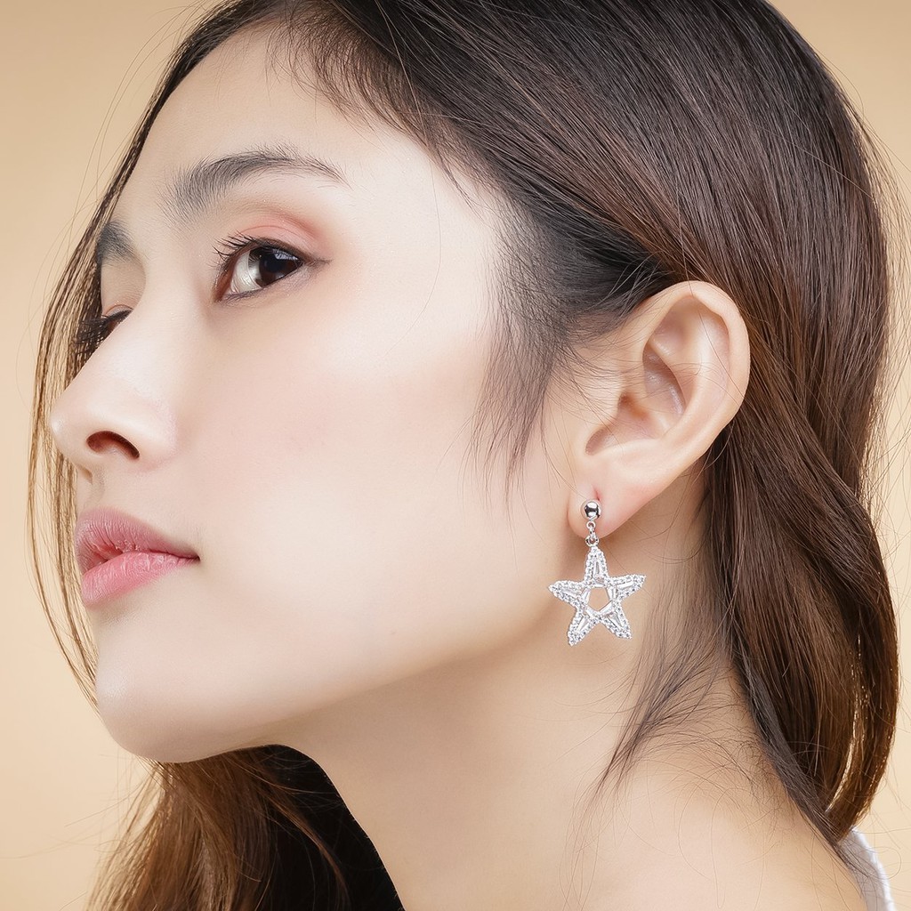 Bông tai nữ UHA mạ vàng 18K , đính kim cương nhân tạo B1106153-145