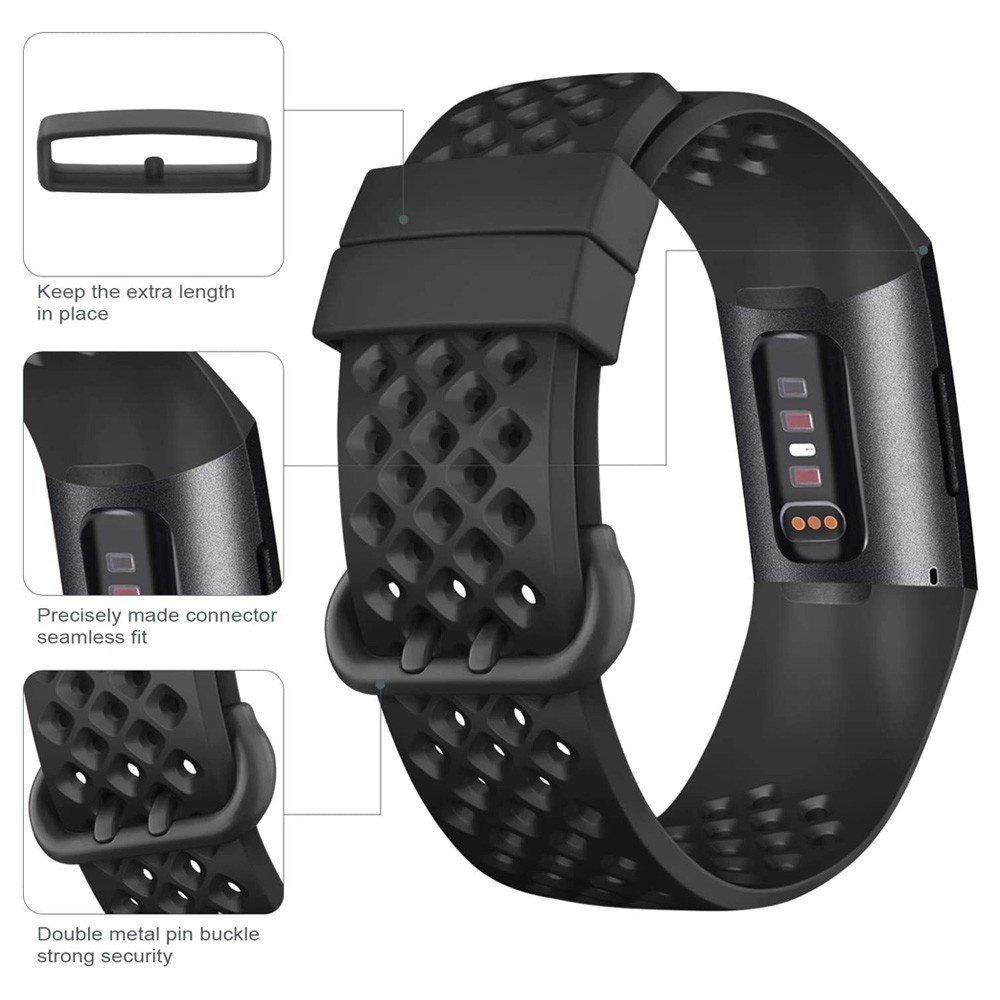 Dây đeo silicone thoáng khí thay thế cho đồng hồ thông minh Fitbit Charge 3 / Charge 4