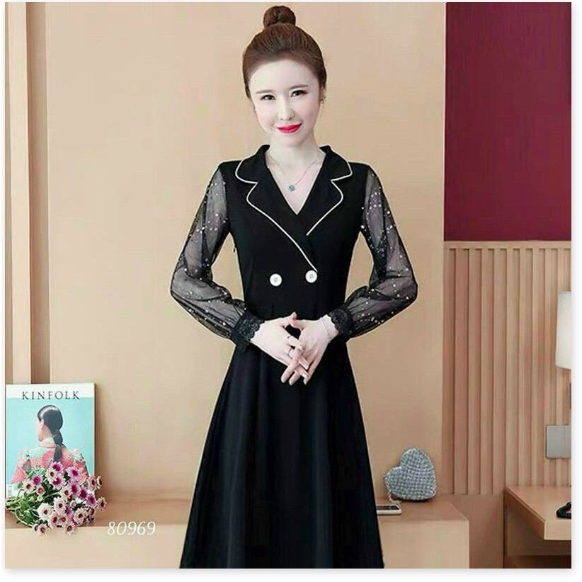 ĐẦM UMI PHỐI LƯỚI DÁNG SUÔNG SIÊU XINH KHÁNH AN STORE