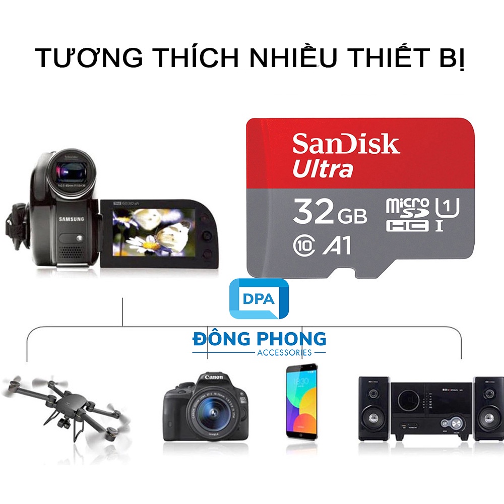 Thẻ Nhớ SanDisk Ultra 32GB 100MB/s MicroSDXC UHS-I A1 Chính Hãng