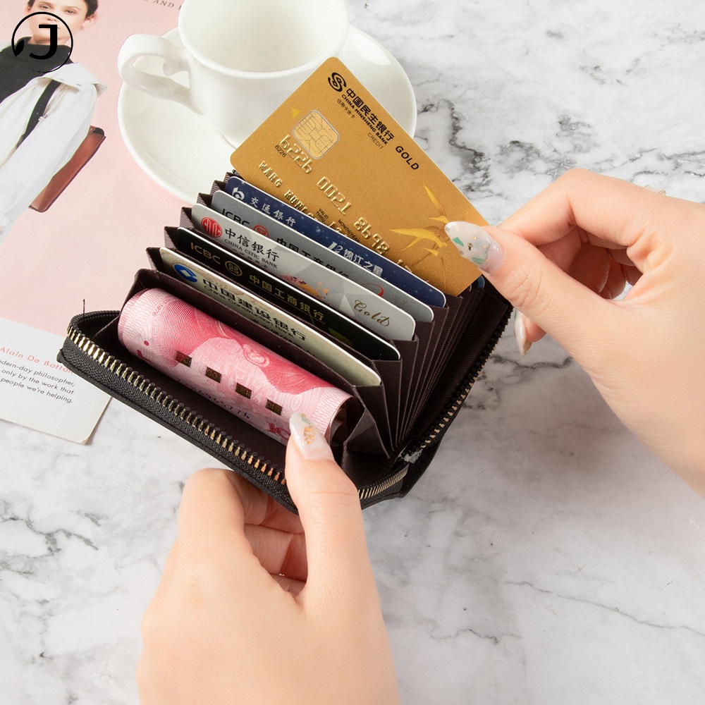 Ví Đựng Thẻ Bằng Da Mini Cầm Tay Nhiều Ngăn Thời Trang Cho Nữ