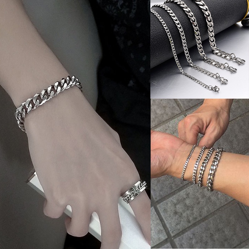 Vòng Đeo Tay Đánh Bóng Sáu Mặt Bằng Thép Không Gỉ Phong Cách Hip Hop Cho Nam Và Nữ