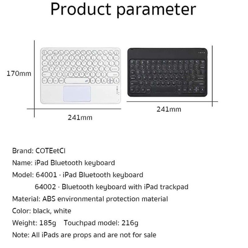 Bàn phím kèm Trackpad cho IPad Pro , Máy tính bảng , iPhone , Smart Tivi chính hãng COTEetCI Smart KeyBoard