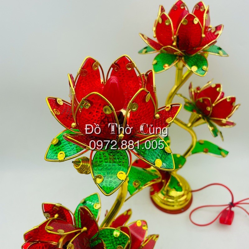 Đèn thờ cánh nhựa 3 bông hoa sen