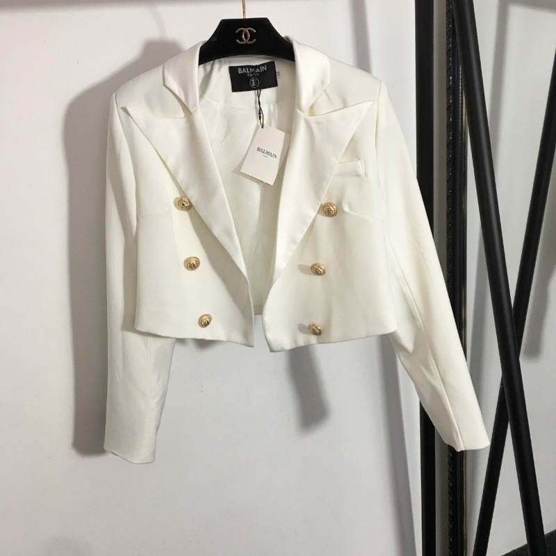 Áo khoác vest dáng croptop cho nữ thương hiệu Balmain cao cấp