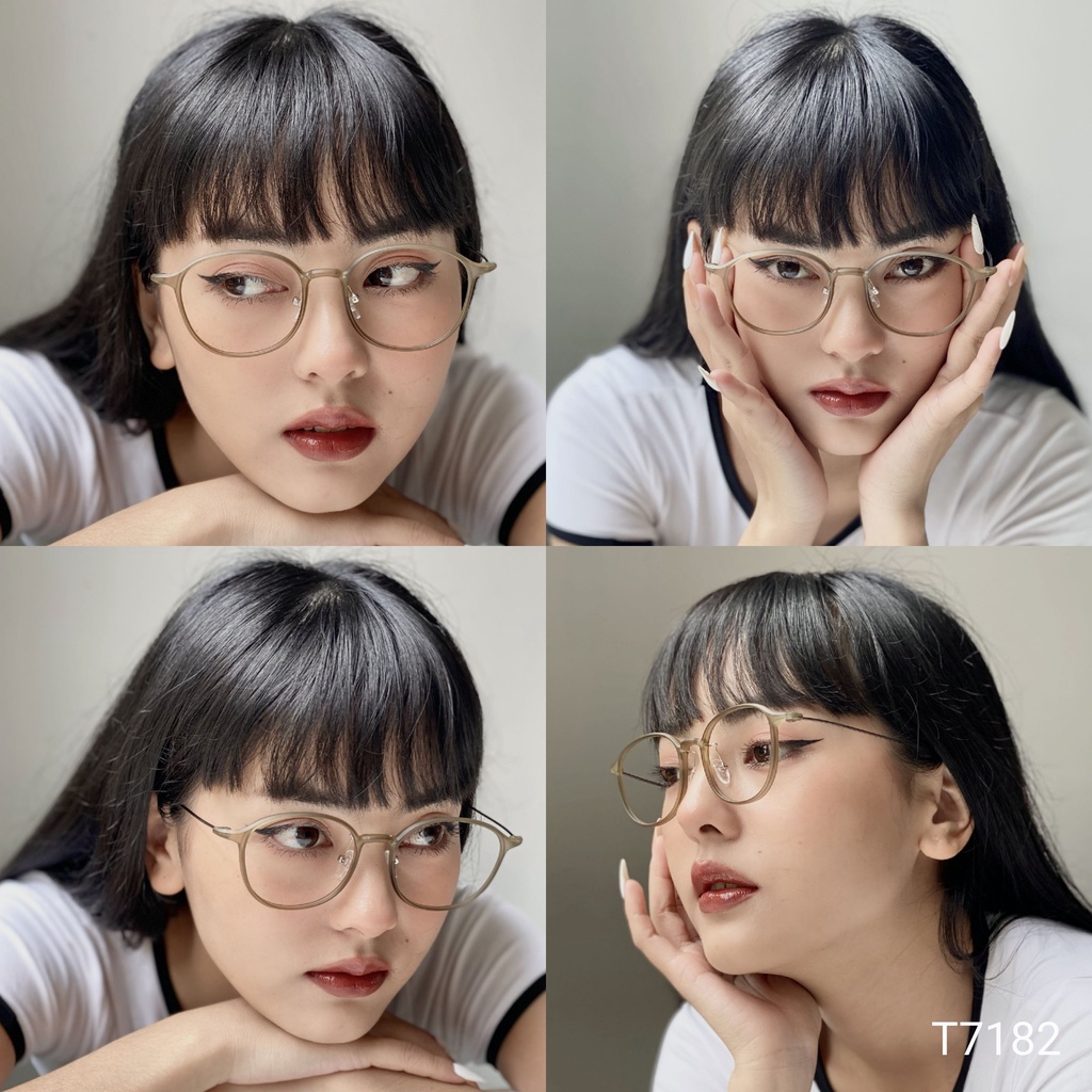 Gọng kính tròn nữ LILYEYEWEAR chất liệu nhựa thanh mảnh màu sắc thời trang 7182