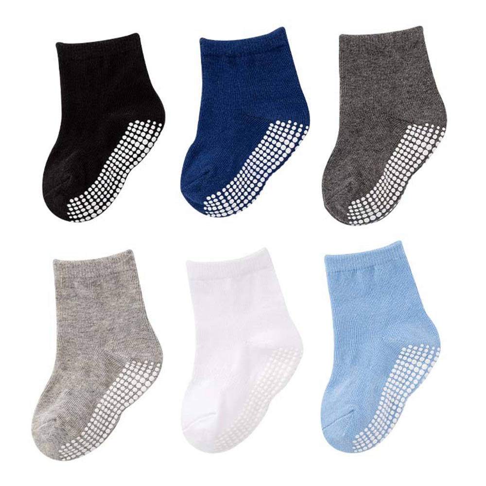 Set 6 Đôi Vớ Cotton Nhiều Màu Chống Trượt Cho Bé Gái