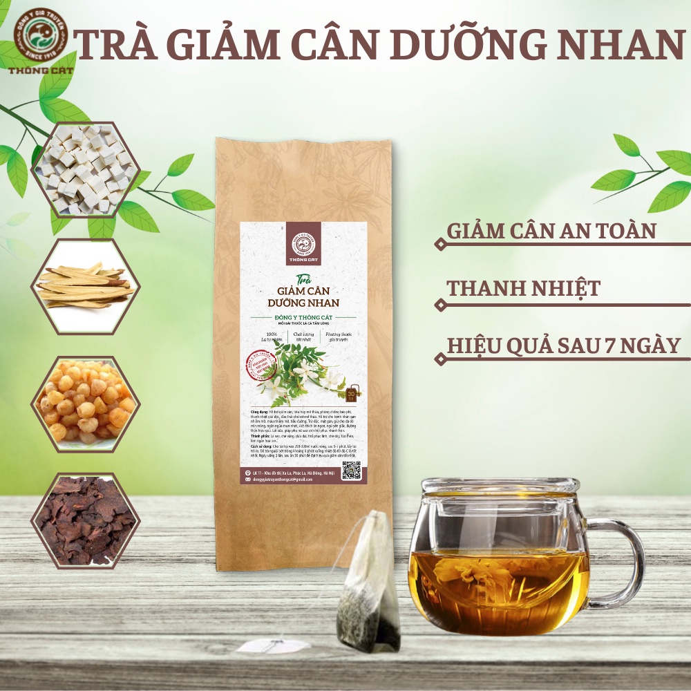 Trà dưỡng nhan giảm cân - Thảo mộc túi lọc giảm cân an toàn, eo thon, hết mụn, đẹp da, hỗ trợ tiêu hóa Thông Cát