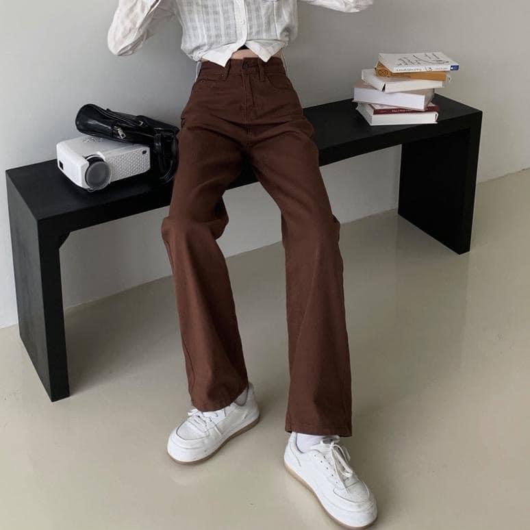 Quần jeans ống rộng nâu hot CEN FASHION