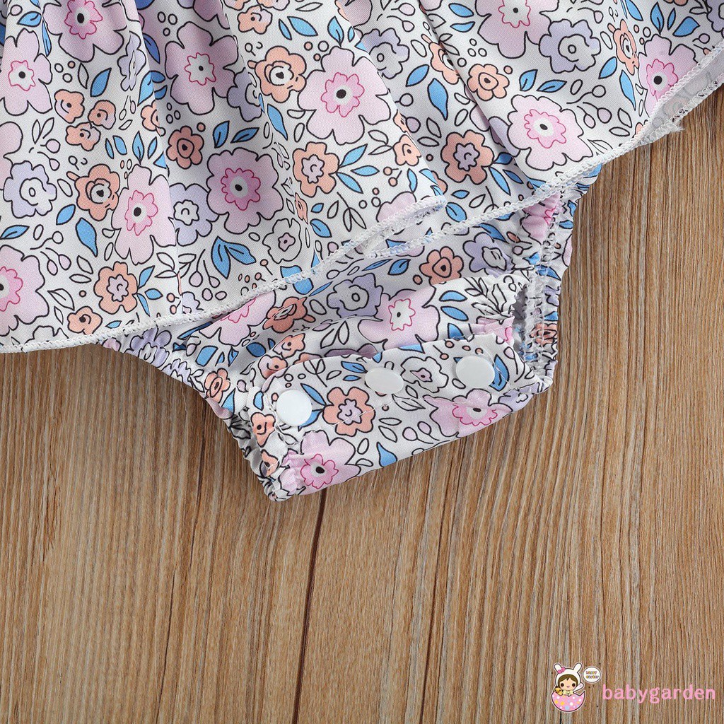 Bộ Áo Liền Quần Hai Dây In Hoa + Băng Đô Thời Trang Mùa Hè Cho Bé Gái