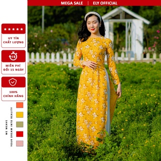 Áo dài cách tân siêu đẹp ELY voan in họa tiết chất đẹp ELVI02