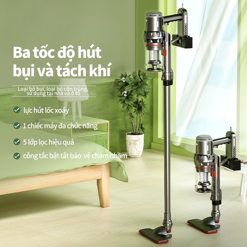 Máy hút bụi cầm tay không dây đa năng gia đình pin sạc công， Không dây suất hút 12000 Pa-BH 6 tháng