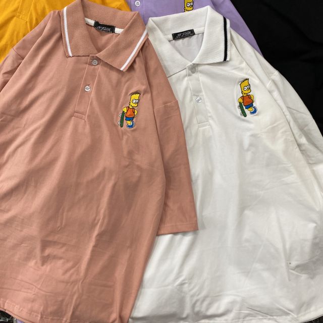 Áo Polo [Hình thật B'teen%] thêu cậu bé trượt ván