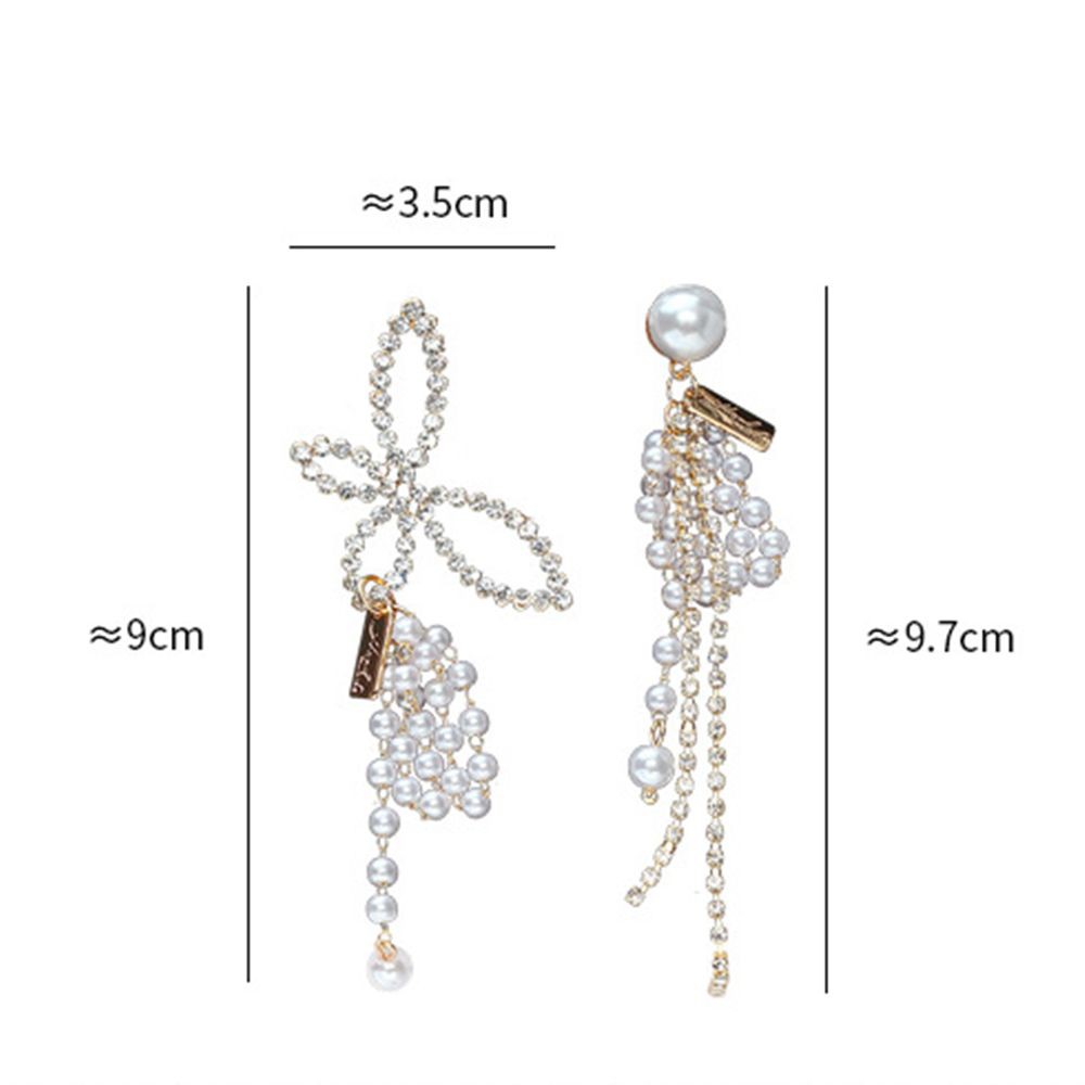 Hoa tai dáng dài đính đá và hạt ngọc trai mặt hình cánh bướm xinh xắn cho nữ