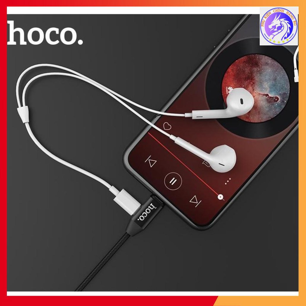 Cáp Sạc Nhanh Hoco UF01 2 in 1 Cho Iphone Kiêm Jack Cắm Tay Nghe Lighning