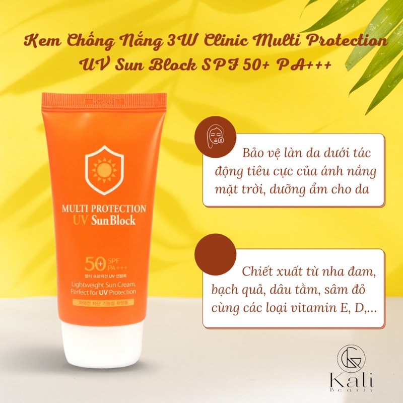 Kem chống nắng 3W Clinic Intensive UV Sunblock Cream SPF 50 PA+++