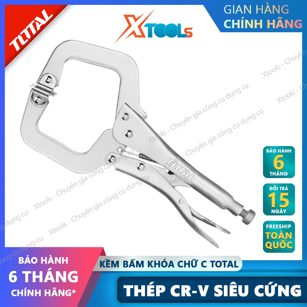 Kìm bấm khoá chữ C TOTAL THT111113 11&quot; kềm bấm khóa thép Cr-V siêu cứng chống rỉ sét cong vênh trong quá trình sử dụng