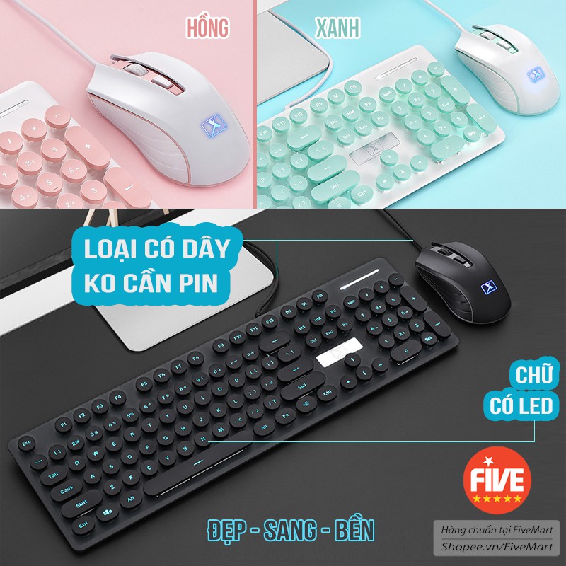 COMBO Bộ Bàn Phím Và Chuột Có Dây Cao Cấp N518 (Có Dây-Có Đèn)